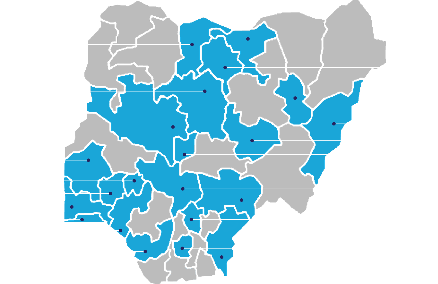 Map Of Nigeria With indicators of footprint