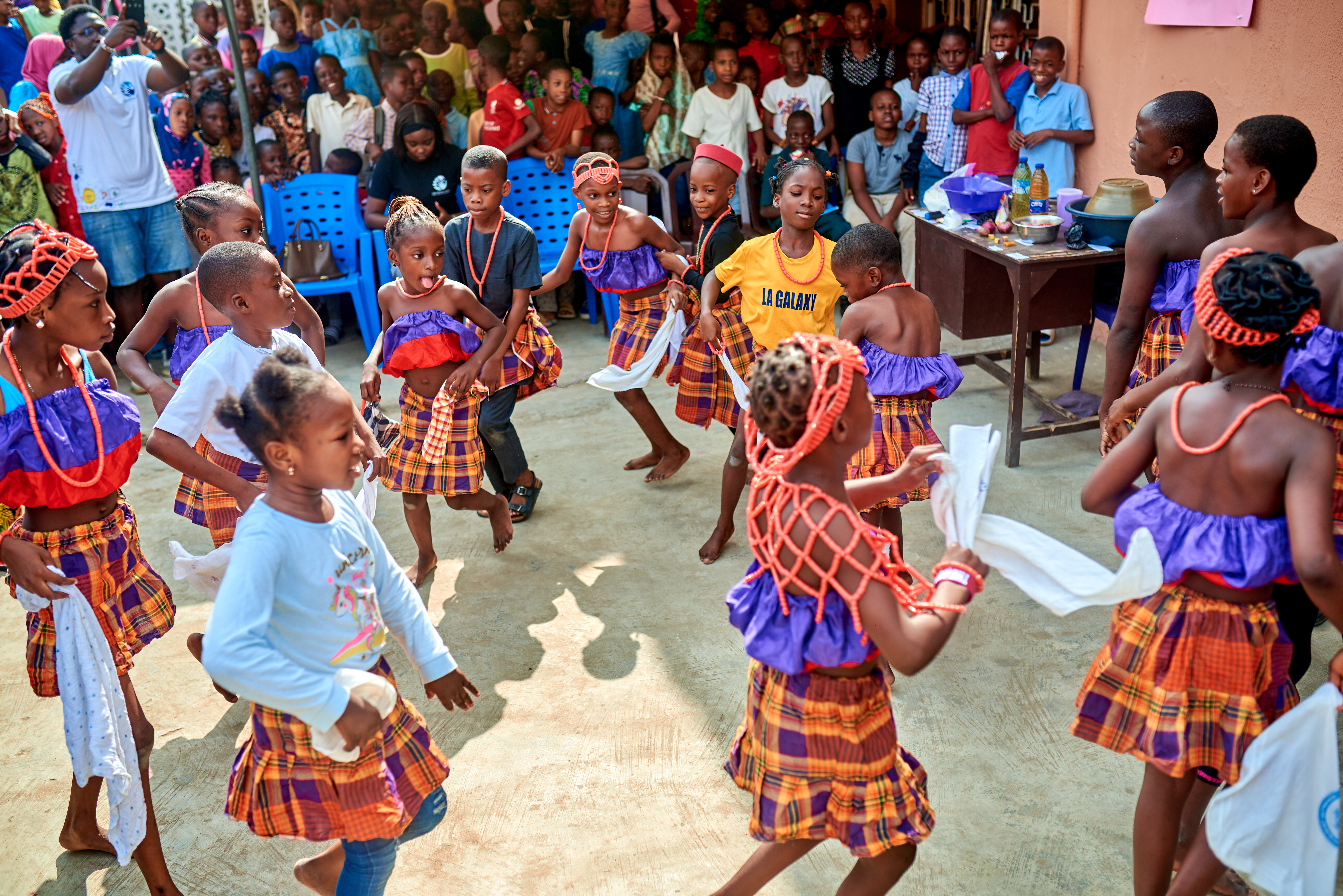 Students and Tutor working on adire at Summer School